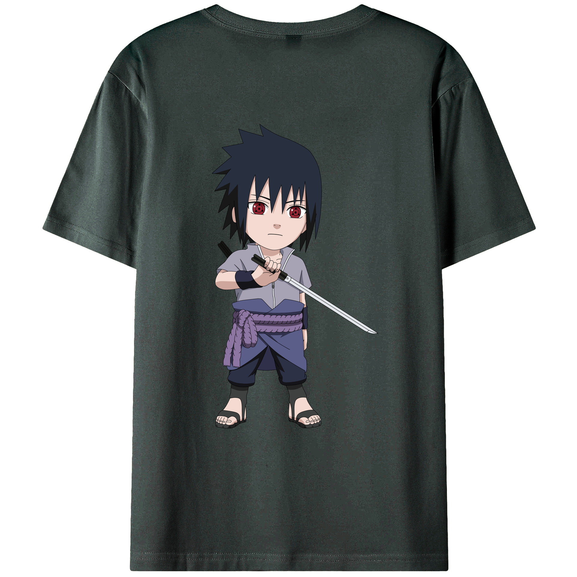 （画像用） NARUTO -ナルト- うちは サスケ Uchiha Sasuke 綿100％ メンズ半袖Tシャツ（バックプリント） 通気性